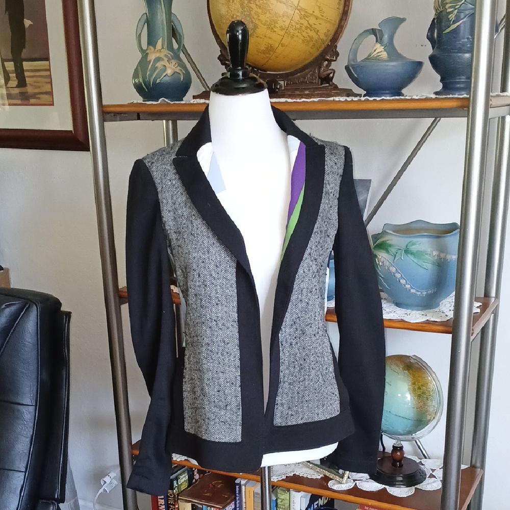 Emilio Pucci y2k vintage wool gray black blazer jacket size 4